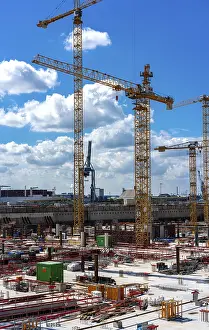 No People On Construction Site Drucke: Large construction site at Uberseequartier