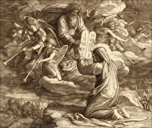 Sinai Peninsula Landscape Drucke: Law given to Moses at Sinai, the ten Commandments