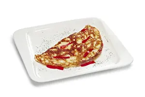Bell Pepper Recipes Drucke: Layout for menu. Omelet with ham and bell pepper