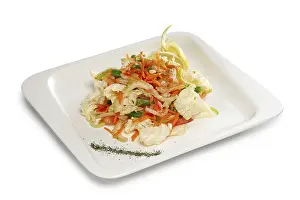Fresh Cabbage Drucke: Layout for menu. Spring salad with fresh cabbage