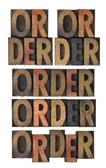 Vintage Letterpress Drucke: Several layout version of word order