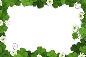Lucky Charm Symbol Drucke: Four leaf clover frame vector over white background