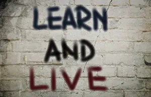 Education Symbolic Picture Drucke: Learn And Live Concept