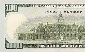 One Hundred Dollar Banknote Drucke: Back left half of the newly designed U