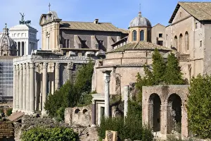 Roman Forum Ruins Drucke: Left Temple of Faustina and Pius