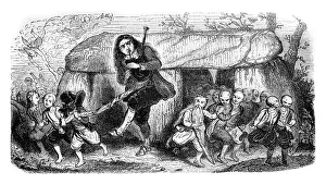 Engraved Vintage Illustration Art Drucke: The legend of the bagpipe player