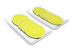 Bright White Background Food Photography Drucke: Lemon slices served on rectangular ceramic plates