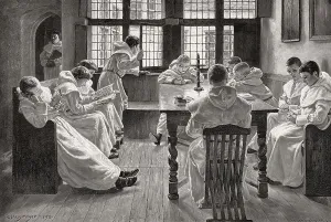 Schoolboy Education Drucke: Lessons in the monastery school