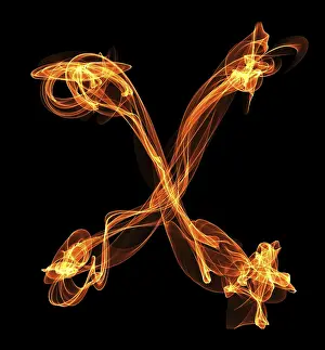 Black Background Flames Drucke: Letter in fire illustration