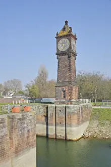 German Clock Tower Architecture Drucke: Level tower to display the water level in the lock