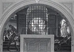 Drucke von Die Befreiung des Petrus, St. Peter, Petrus, basierend auf einem Gemälde von Raphael, Vatikan, Rom, Italien, Illustration, Reproduktion eines 19. Jahrhunderts-Modells Vatikanstadt Drucke: Die Befreiung des Petrus, der Heilige Petrus.