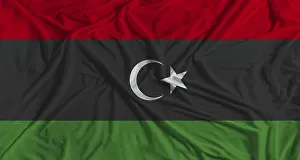 Textured National Symbol Drucke: Libya flag with fabric texture background