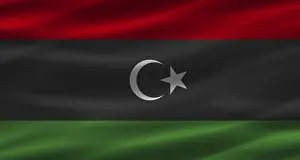 North African Country Flags Drucke: Libyan flag with fabric texture