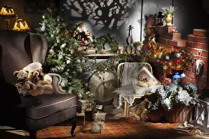 Handicraft Decorative Item Drucke: Still life with a christmas tree