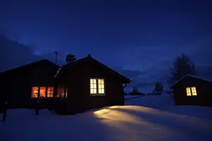 Deserted Timber Building Drucke: Light shining through windows