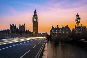 City Of Westminster Architecture Drucke: Light trails in front of Big Ben