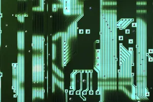 Green Circuit Board Drucke: Back lighted green circuit board for background