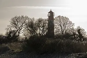Coastal Region Photography Drucke: Lighthouse in the backlight, Falshoft