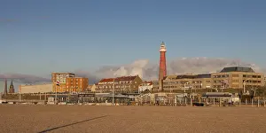 Sandy Ocean Beach Europe Drucke: Lighthouse on beach, Scheveningen