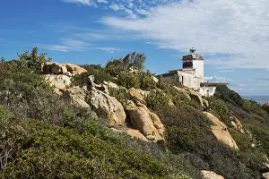 Sardinia Lighthouse Drucke: Lighthouse with cacti and rocks