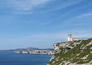 Chalk Cliffs Corsica Drucke: Lighthouse with chalk cliffs, Bonifacio