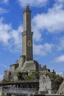 Italian Cityscape Drucke: The lighthouse of Genoa, called Lanterna