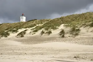 Leuchttürme Drucke: Leuchtturm in Sanddünen, Nordsee