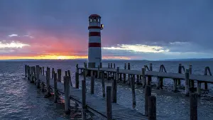 Lighthouse At Sunset Drucke: Lighthouse at sunset, Podersdorf am See