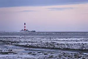St Peter Ording Landscape Drucke: Lighthouse of Westerhever in winter, St