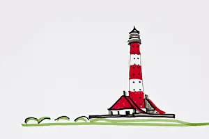 Westerheversand Lighthouse Drucke: Lighthouse, Westerheversand, drawing