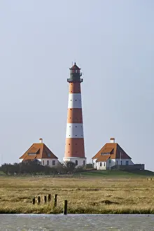 Red And White Striped Lighthouse Drucke: Lighthouse Westerheversand, Westerhever