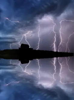 Nimbostratus Cloud Formation Drucke: Lightning Storm Clouds Canada Saskatchewan Dramatic Summer