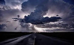 Nimbostratus Cloud Formation Drucke: Lightning Storm Clouds Canada Saskatchewan Dramatic Summer