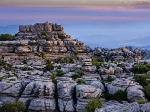 Karst Topography Andalusia Spain Drucke: Limestone rock formations at dusk