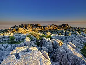 Sunset In Spain Drucke: Limestone rock formations at sunset