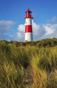 German North Sea Coast Drucke: The Lister lighthouse at Ellenbogen