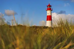 German North Sea Coast Drucke: The Lister lighthouse at Ellenbogen