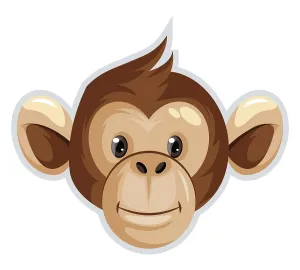 Young Animal Studio Shot Drucke: Little monkey, illustration, vector on white background