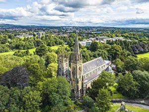 Llandaff Cathedral Aerial View Drucke: Llandaff Cathedral from a drone