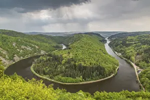 Central Europe Outdoor Shot Drucke: Loop of the Saar River near Orscholz