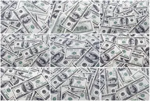 US Dollar Banknotes Drucke: Lots of dollar notes arranged in chaotic manner