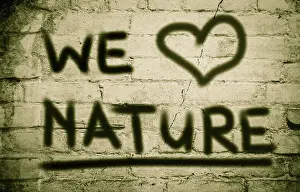 One Person In Nature Drucke: We Love Nature Concept