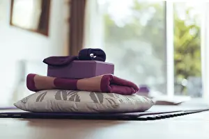 Serene Yoga Environment Drucke: Low angle view of a yoga studio. Copy space