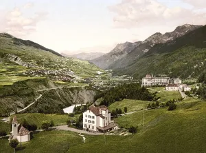 Uninhabited Swiss Landscapes Drucke: Lower Engadine, Vulpera, General view