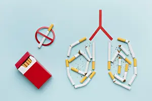 Cigarette Addiction Image Drucke: Lungs shape with cigarettes concept