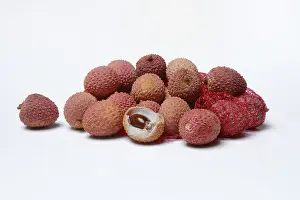 Exotic Fruit Nutrition Drucke: Lychee, tropical fruit, opened