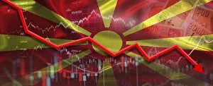 Nordmazedonien Drucke: Mazedonische Finanzkrise in einer wirtschaftlichen Grafik.