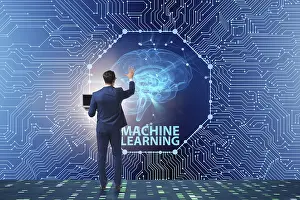 Modern Technology Symbol Drucke: Machine learning concept as modern technology