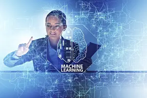 Artificial Intelligence Symbol Drucke: Machine learning concept as modern technology