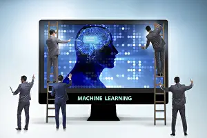 Machine Learning Concept Drucke: Machine learning concept as modern technology